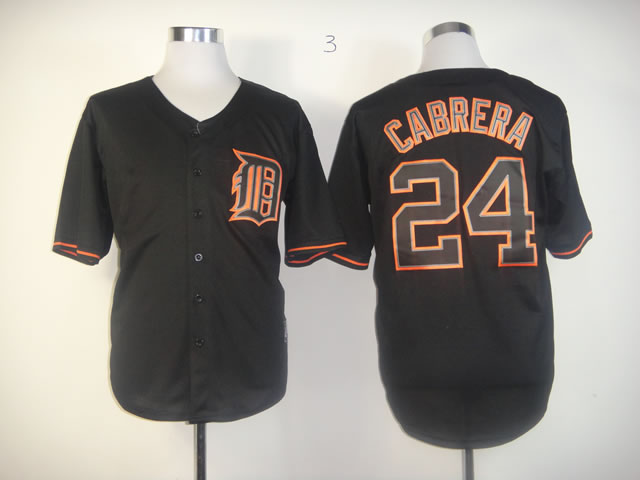 Men Detroit Tigers #24 Cabrera Black MLB Jerseys